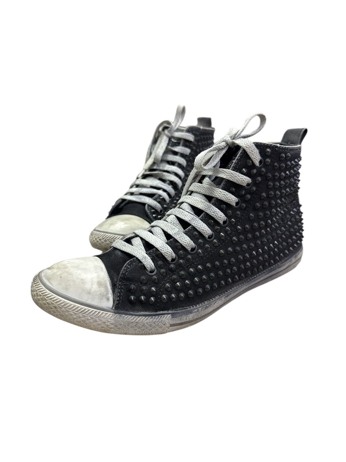 Hollywood Trading Company HTC STUDDED TRASHED DISTRESSED HI-TOP SHOES Size US 8 / EU 41 - 2 Thumbnail