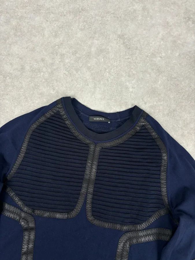 Versace Gianni Versace Navy Cotton Contrast Stitch Abstract Sweater Size US M / EU 48-50 / 2 - 4 Thumbnail