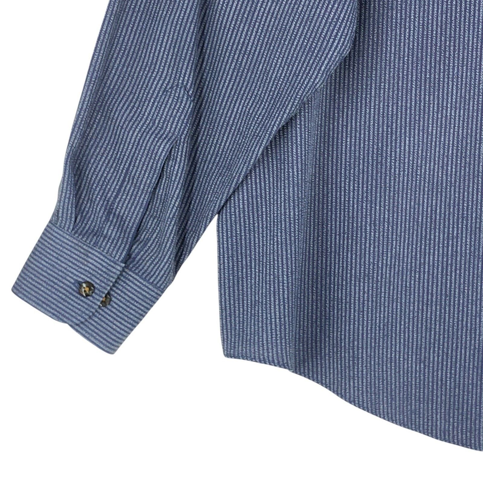 Yves Saint Laurent Yves Saint Laurent Shirt XL 17 34-35 Navy Vertical Stripe Size US XL / EU 56 / 4 - 11 Thumbnail