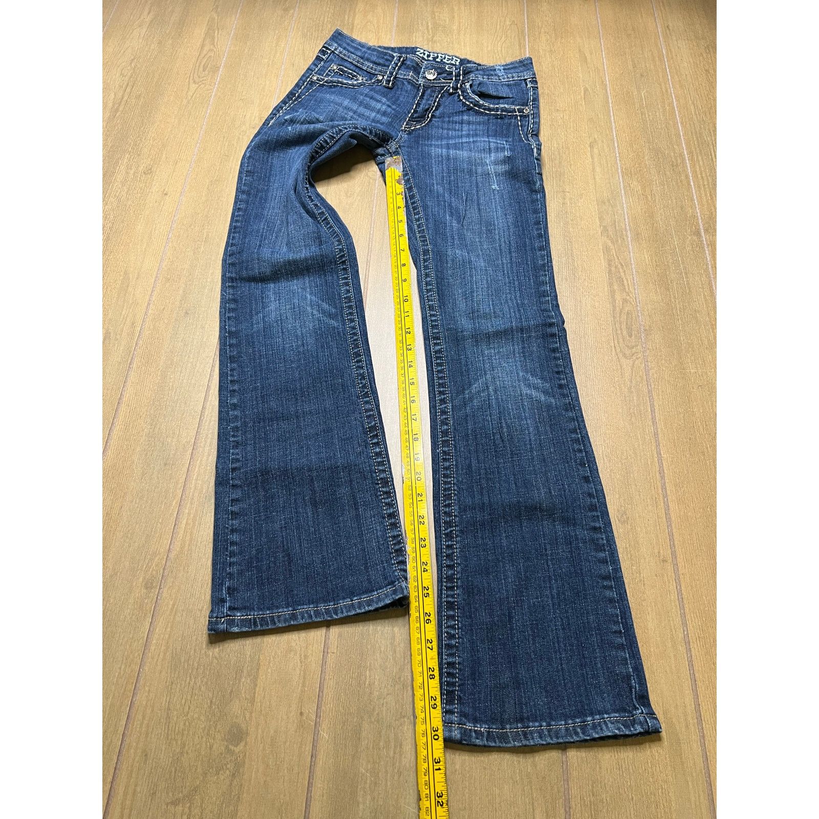 Vintage Zipper Y2K Bootcut Jeans Womens Size 9 Blue Rhinestone 27x30 Size US 27 - 6 Thumbnail