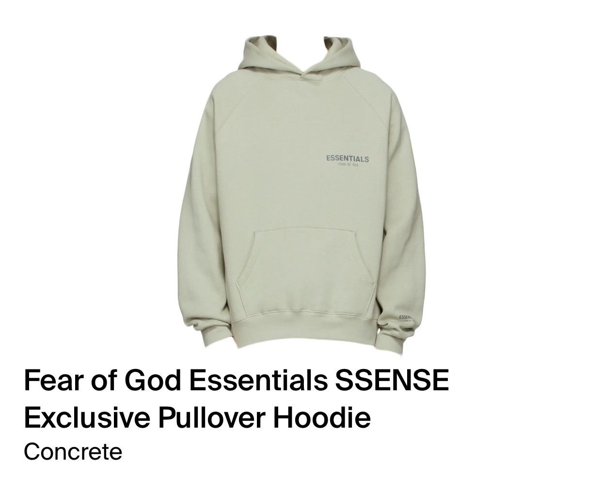 Fear of outlet god essentials ssense Exclusive Pullover Hoodie (Concrete )