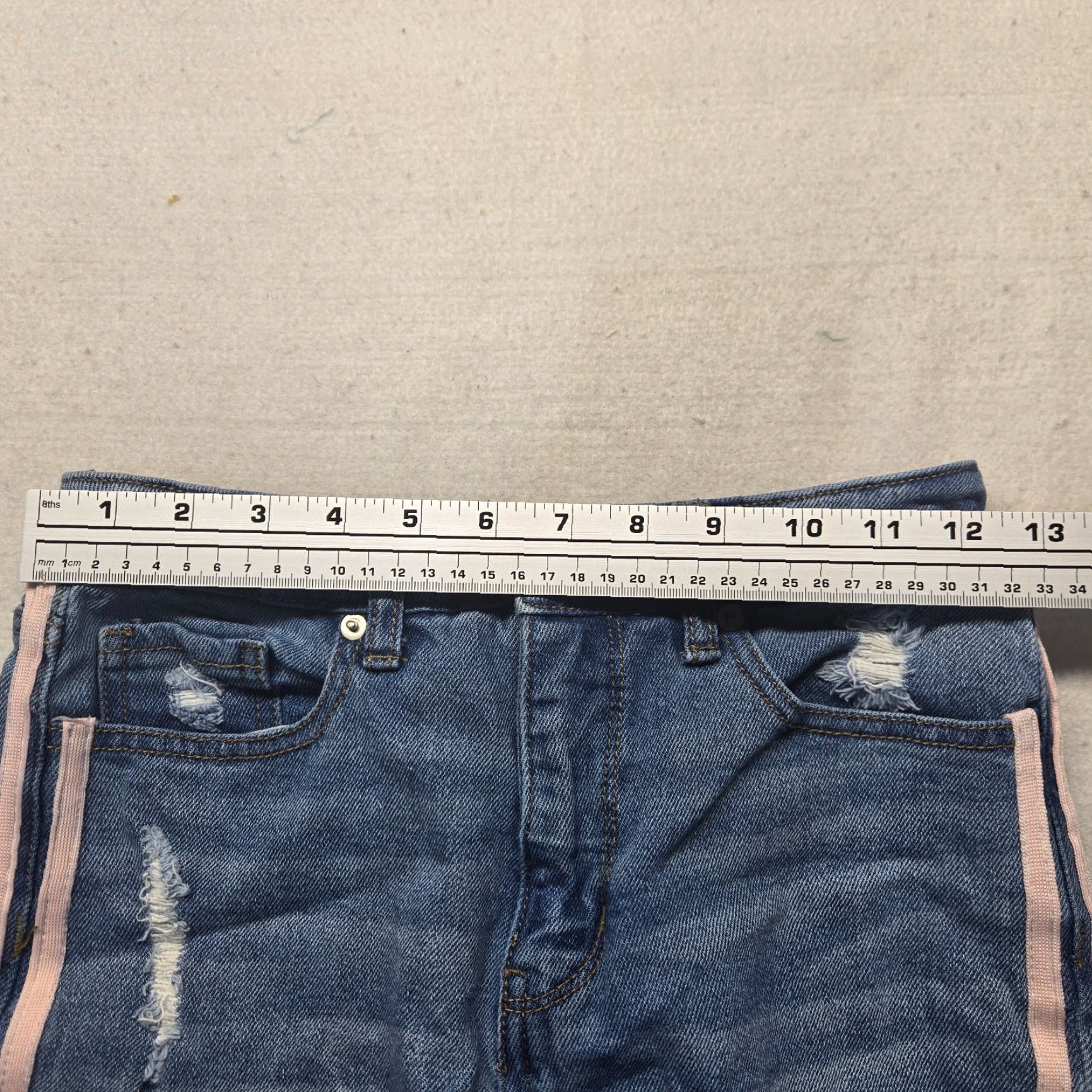 Vintage Wild Fable Jeans Women Dress? No, it's Wild Fable Blue Jeans Pink Stripes Destroyed Denim Pants Adult Women's Size 0 Size 25" / US 0 / IT 36 - 5 Thumbnail