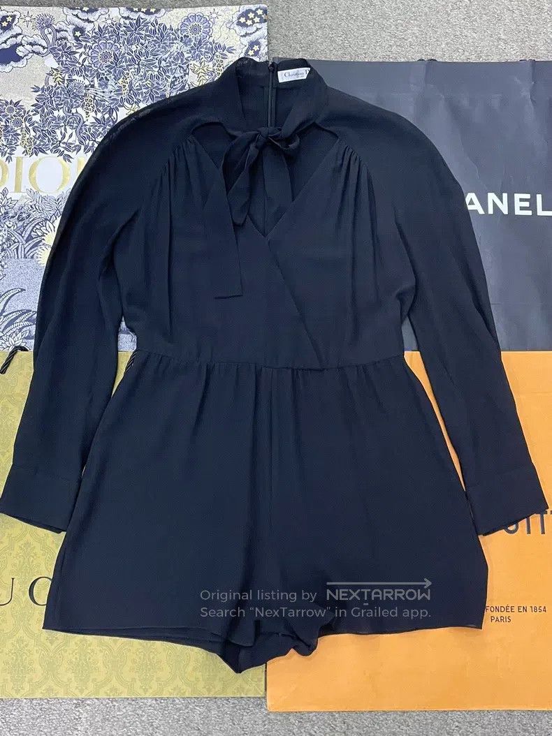 Dior Black silk long-sleeved jumpsuit