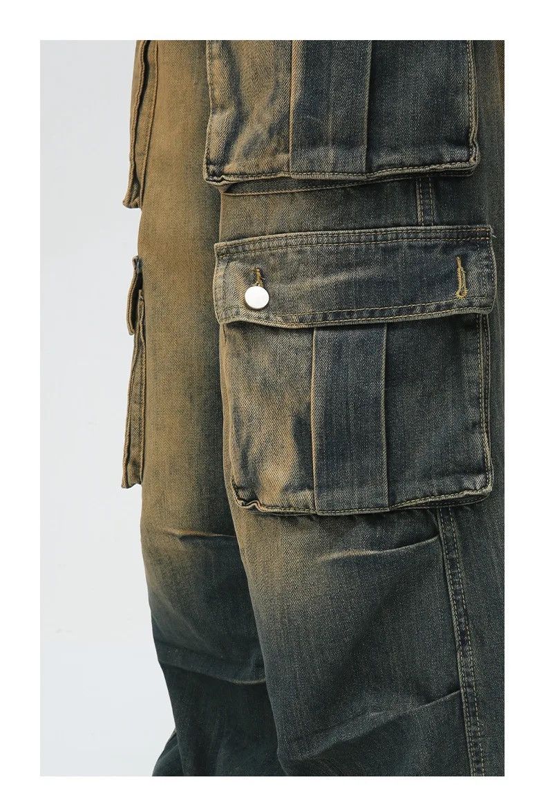 Japanese Brand × Jean Retro washed distressed workwear loose wide leg jeans Size US 32 / EU 48 - 8 Thumbnail