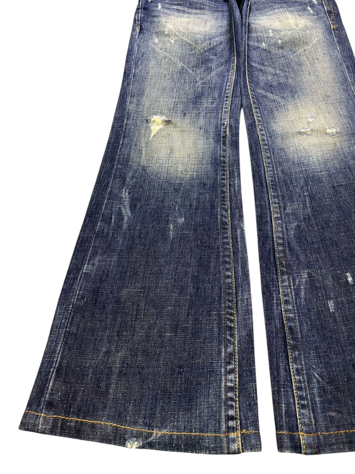 Seditionaries Vintage Japanese Brand Faded Mud Wash Studded Flare Jeans Size 28" / US 6 / IT 42 - 6 Thumbnail