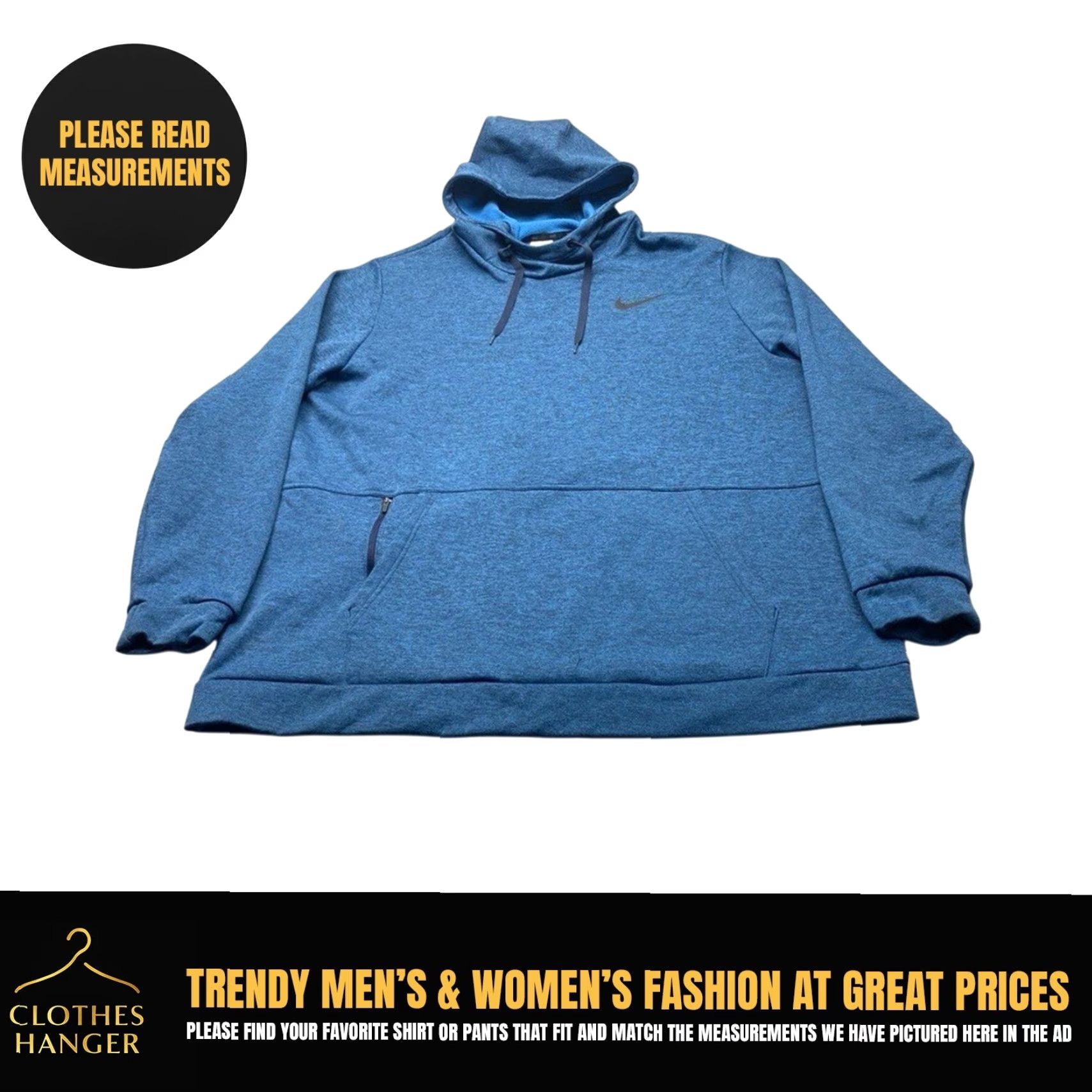 Nike Nike Pullover Hoodie Mens 2XL Heather Blue Dri-Fit Therma CU6214 Pockets 8176 Size US XXL / EU 58 / 5 - 2 Thumbnail