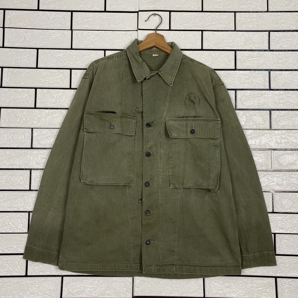 Vintage 🔥TRUE VINTAGE 40’s 13 STARS BUTTON HBT JACKET MILITARY USN Size US M / EU 48-50 / 2 - 1 Thumbnail