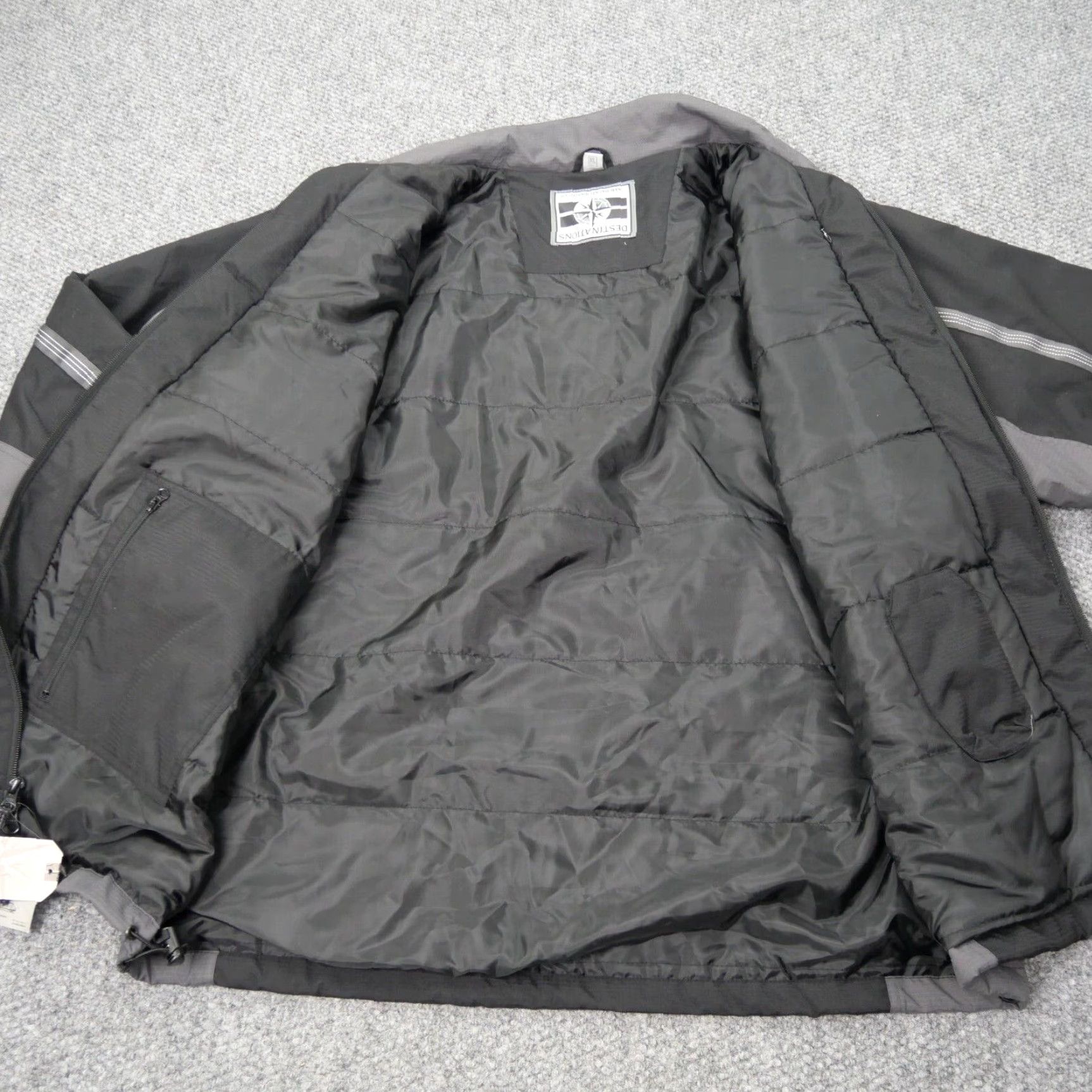 Vintage Destinations Ryder Jacket American Identity Mens XL Black/Gray Embroidered Reflective Safety Size US XL / EU 56 / 4 - 7 Thumbnail