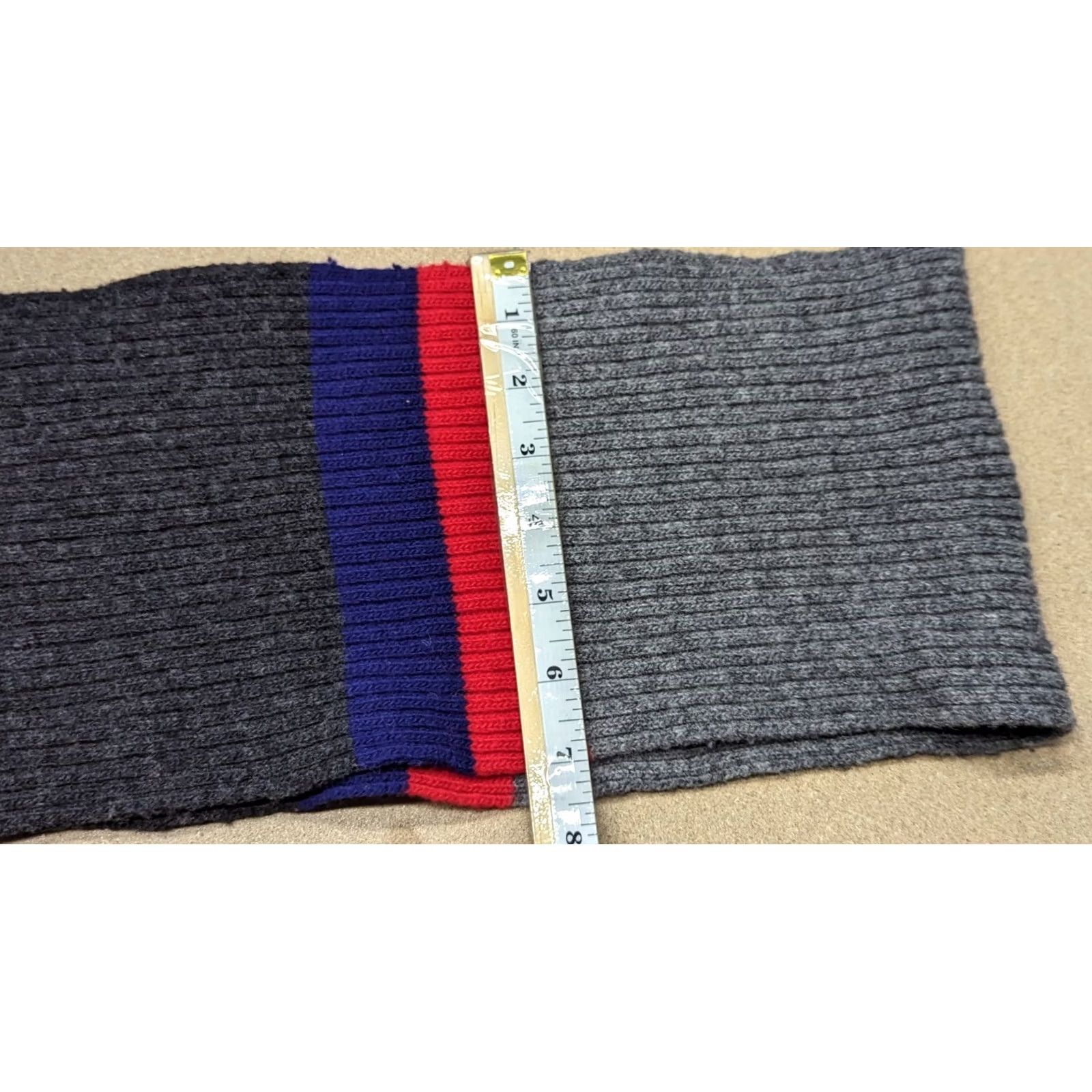 J.Lindeberg J. Lindeberg Mens Merino Wool Scard Striped Knit Ribbed Scarf Gr ay Red Blue Multicolor Size One Size Mens Size ONE SIZE - 6 Thumbnail
