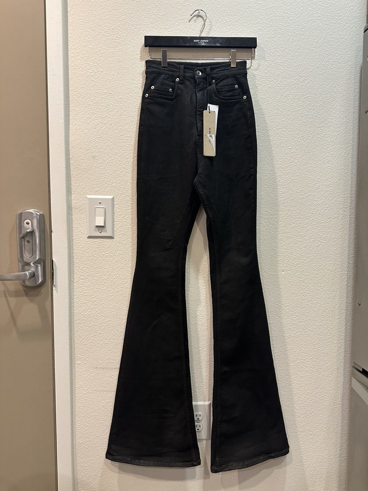 Rick owens Bolan似 waxed jeans Rick Owens Waxed Bolan Boot Cut Jeans – Acroera