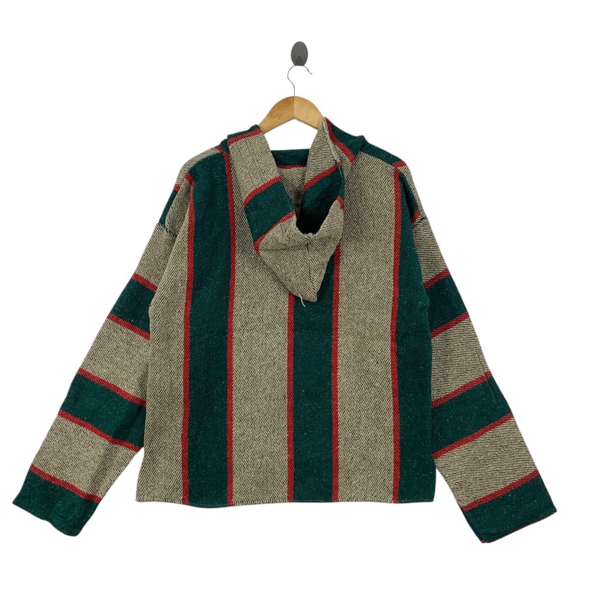 Vintage Vintage 80s MEXICAN BAJA PONCHO Rug Drug Woven Hoodie Size US L / EU 52-54 / 3 - 6 Thumbnail