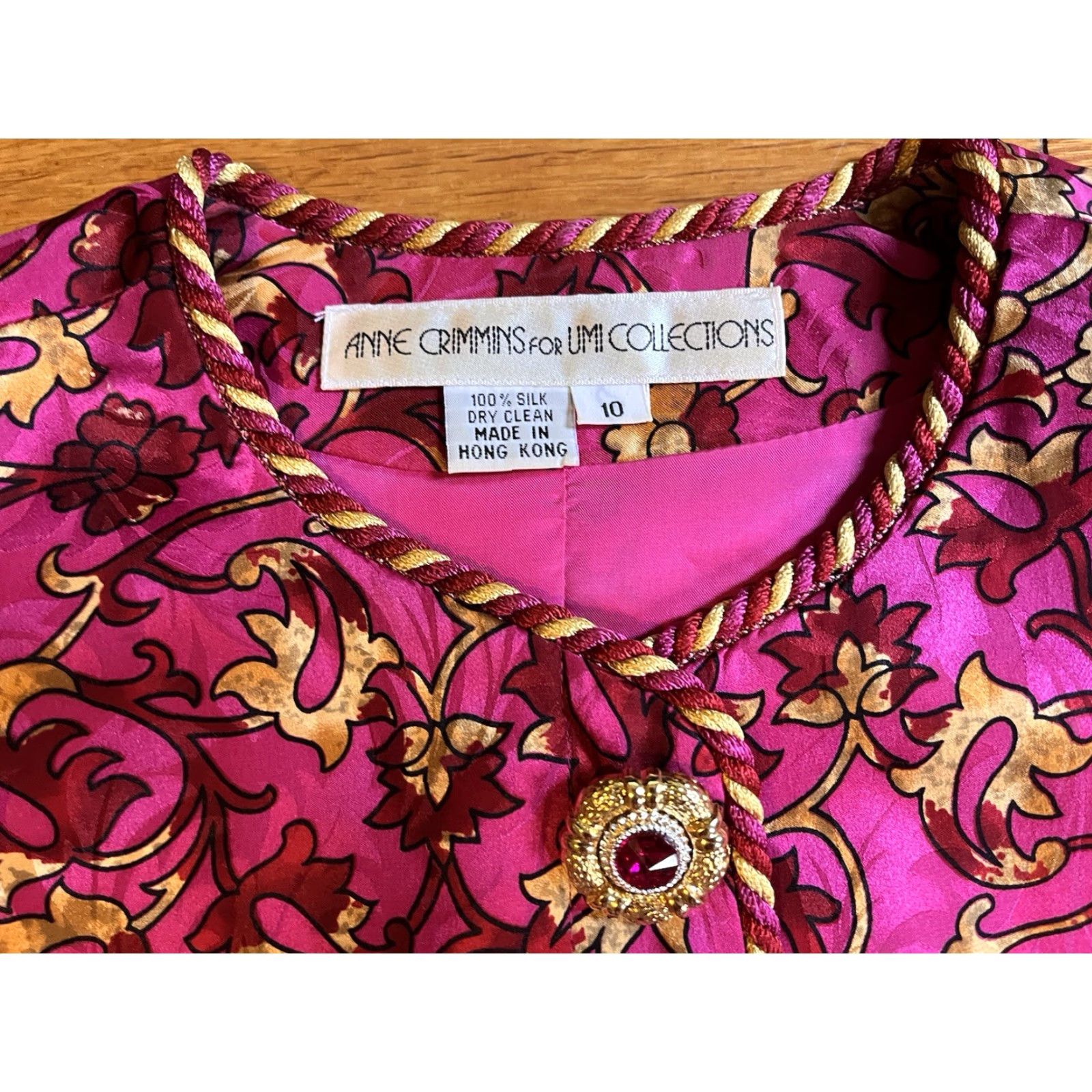 Vintage VINTAGE Anne Crimmins for Umi Collections Silk Skirt Suit 10 Pink Floral Paisley Size 32" / US 10 / IT 46 - 4 Thumbnail