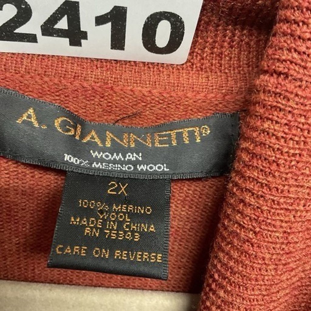 Other A. Giannetti Orange Merino Wool Turtleneck Sweater Women 2X Size ONE SIZE - 2 Thumbnail