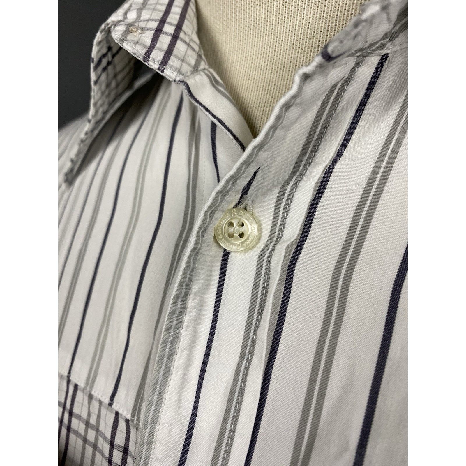 Dolce & Gabbana Dolce&Gabbana Men's Vintage White Blue Striped Longsleeve Sh Size US M / EU 48-50 / 2 - 8 Thumbnail