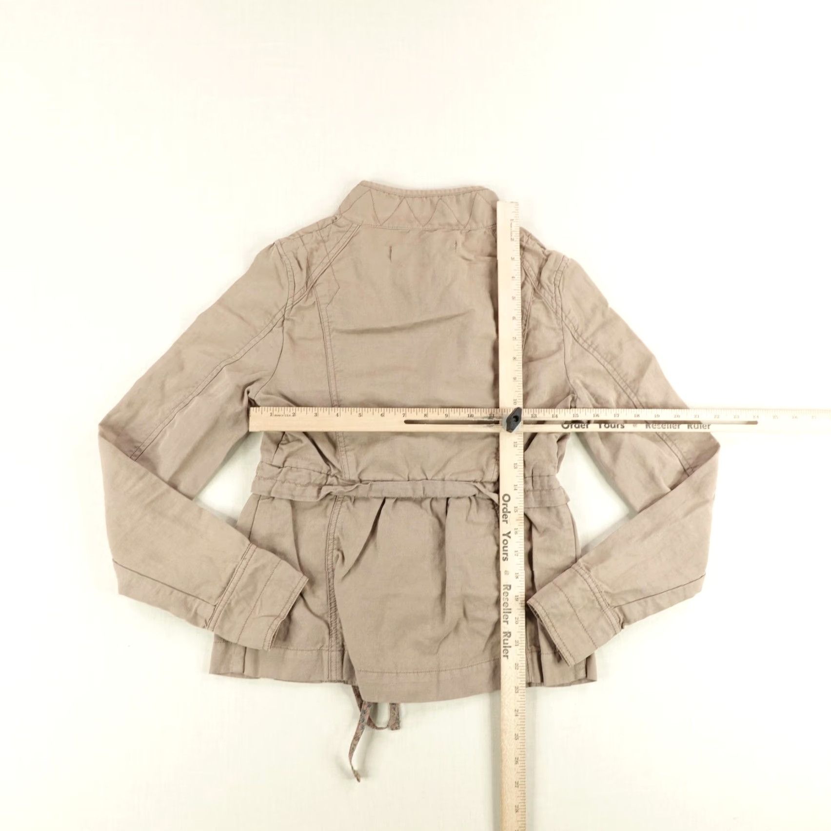 Anthropologie Anthropologie Daughters of the Liberation Beige Military Jacket Womens 2 Lightweight Zip Up Coat Size XS / US 0-2 / IT 36-38 - 5 Thumbnail