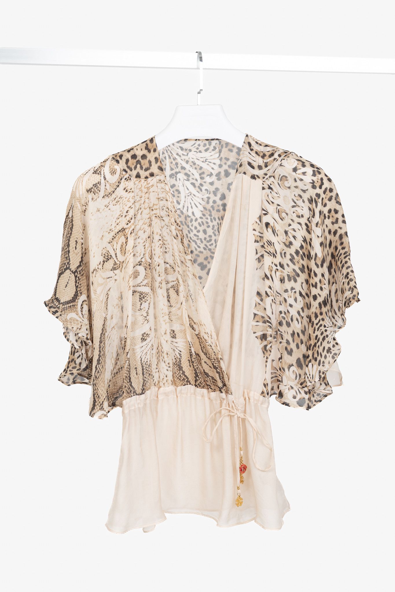 Roberto Cavalli Roberto Cavalli Beige Leopard Silk Batwing Blouse Size M / US 6-8 / IT 42-44 - 1 Thumbnail