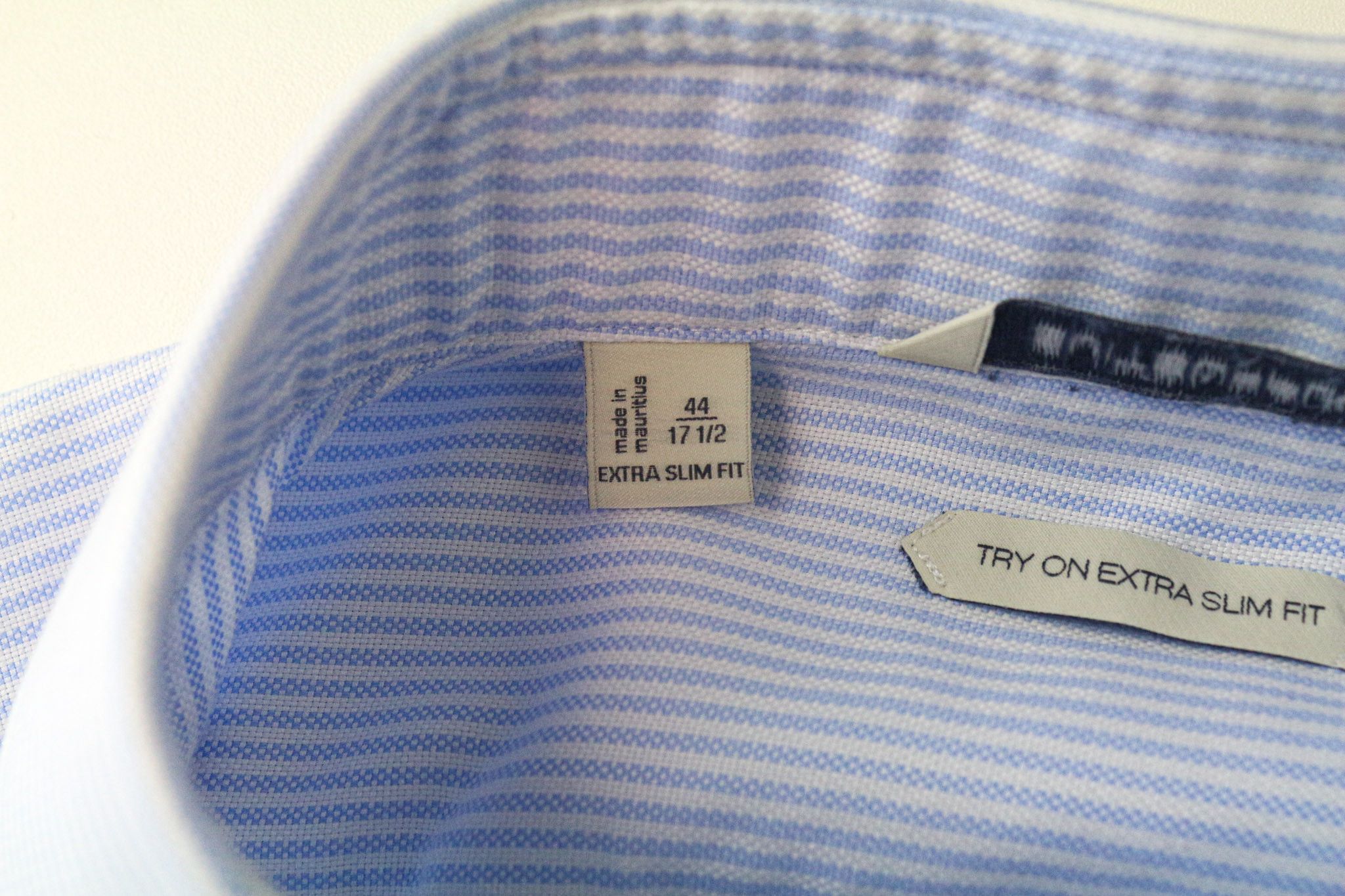 Suitsupply 44/17 1/2 Extra Slim Blue Cotton Striped Shirt 78790 Size 44R - 5 Thumbnail