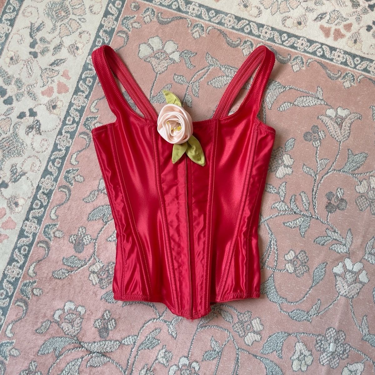 Victoria's Secret Victoria’s Secret Red Satin Lace-Up Corset Top (XS–S) Size S / US 4 / IT 40 - 10 Thumbnail