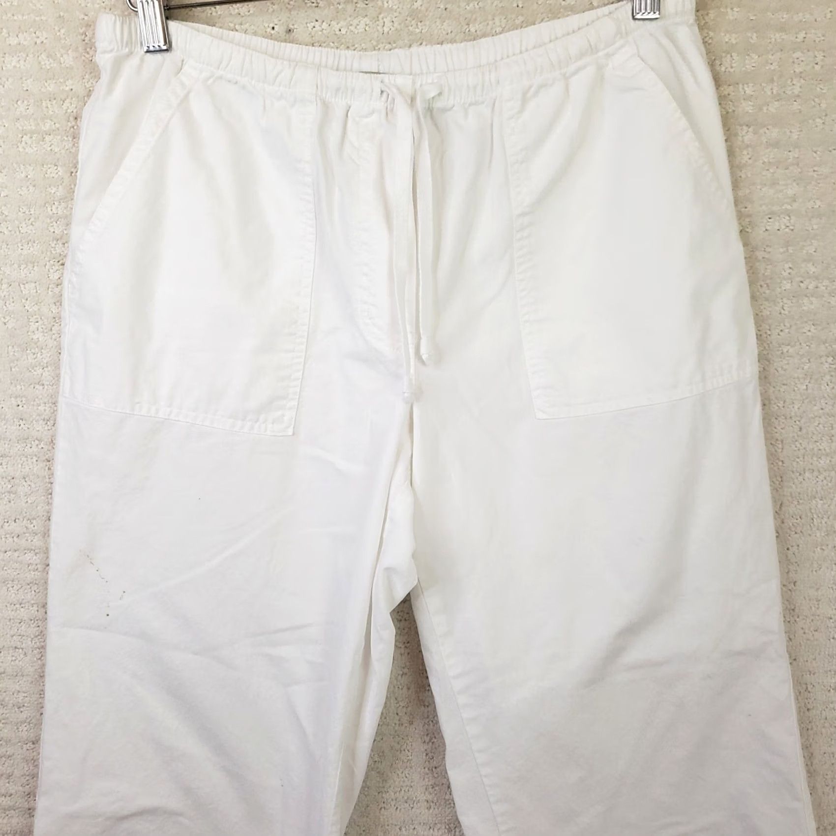 Vintage L.L. Bean Pants Women's S White Cotton Straight Leg Drawstring 30Wx23.5L Vintage No Size 36" / US 14 / IT 50 - 2 Thumbnail