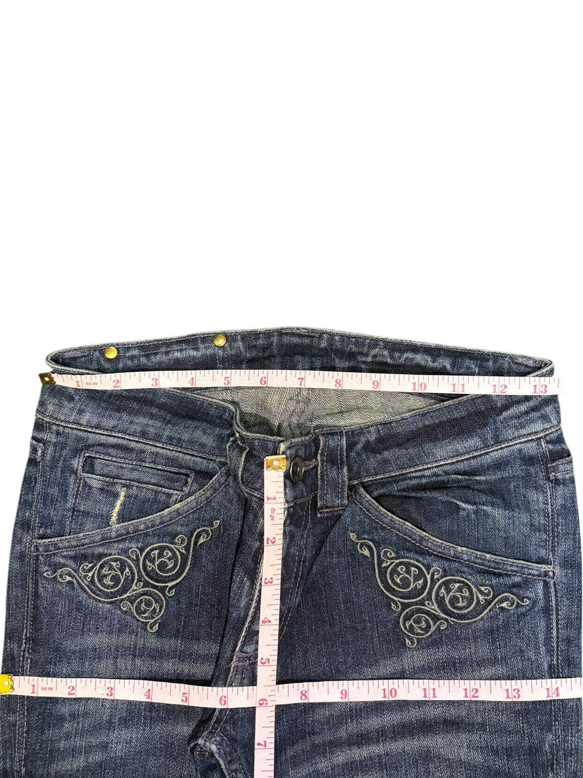 Hysteric Glamour Vintage Japanese Buffalo Distressed Low Rise Flare Jeans Size 27" / US 4 / IT 40 - 6 Thumbnail
