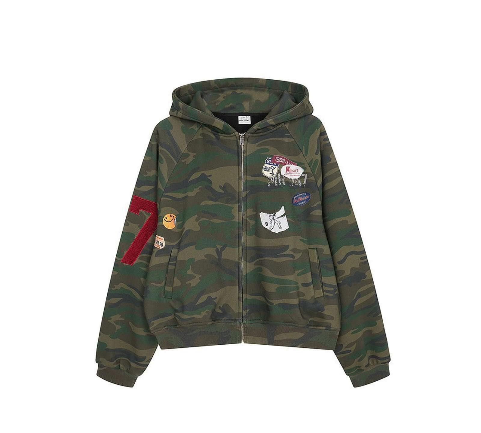 Other Camouflage Zip-Up Hoodie with Patch Details, Casual Fit Size US M / EU 48-50 / 2 - 1 Thumbnail