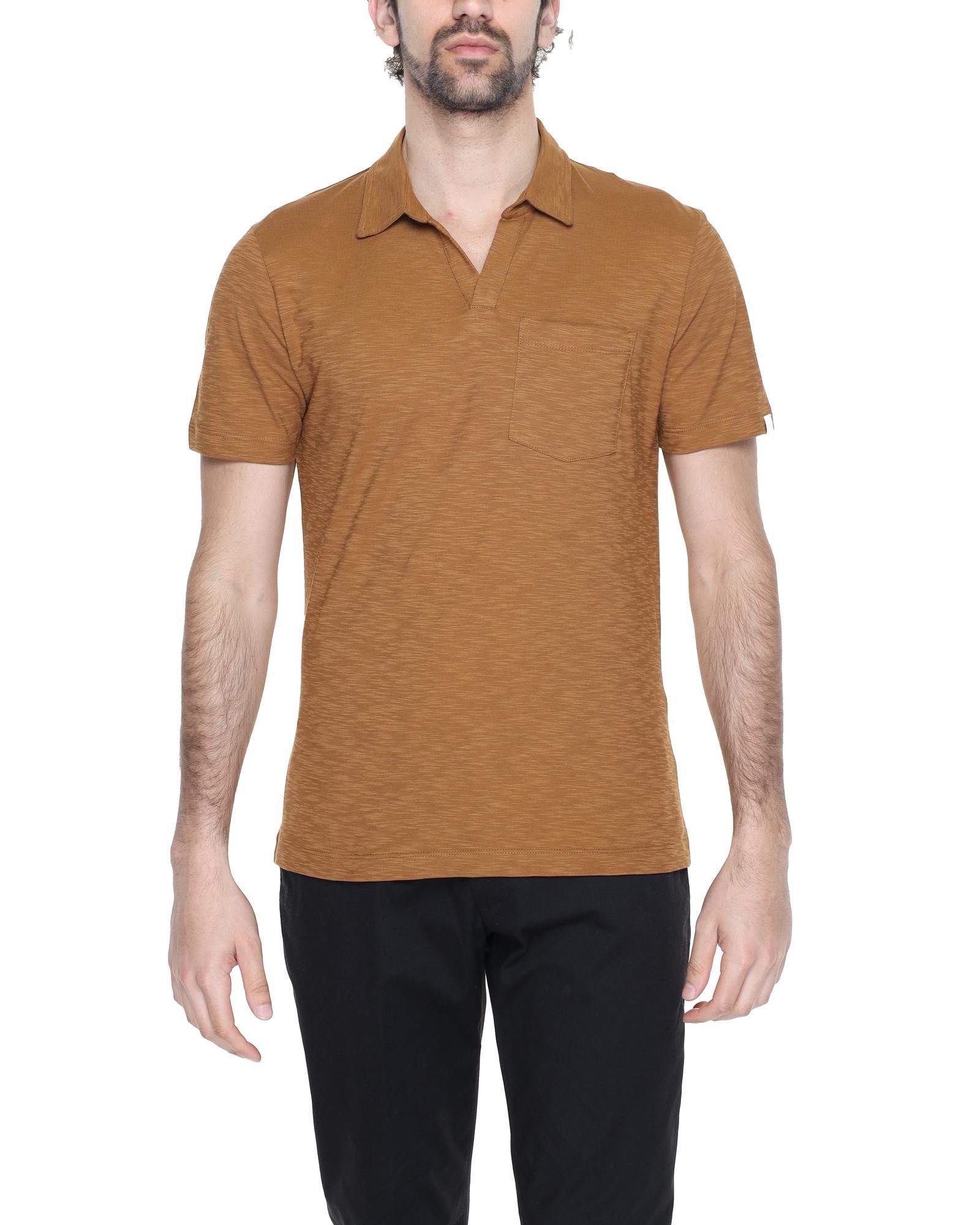image of Liu Jo Plain Buttoned T-Shirt in Brown, Men's (Size Medium)
