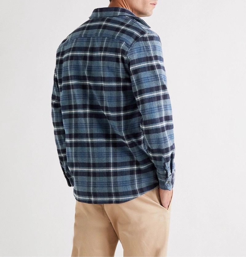 A.P.C. Surchemise Trek Wool Flannel Overshirt Blue Plaid Size US M / EU 48-50 / 2 - 2 Thumbnail