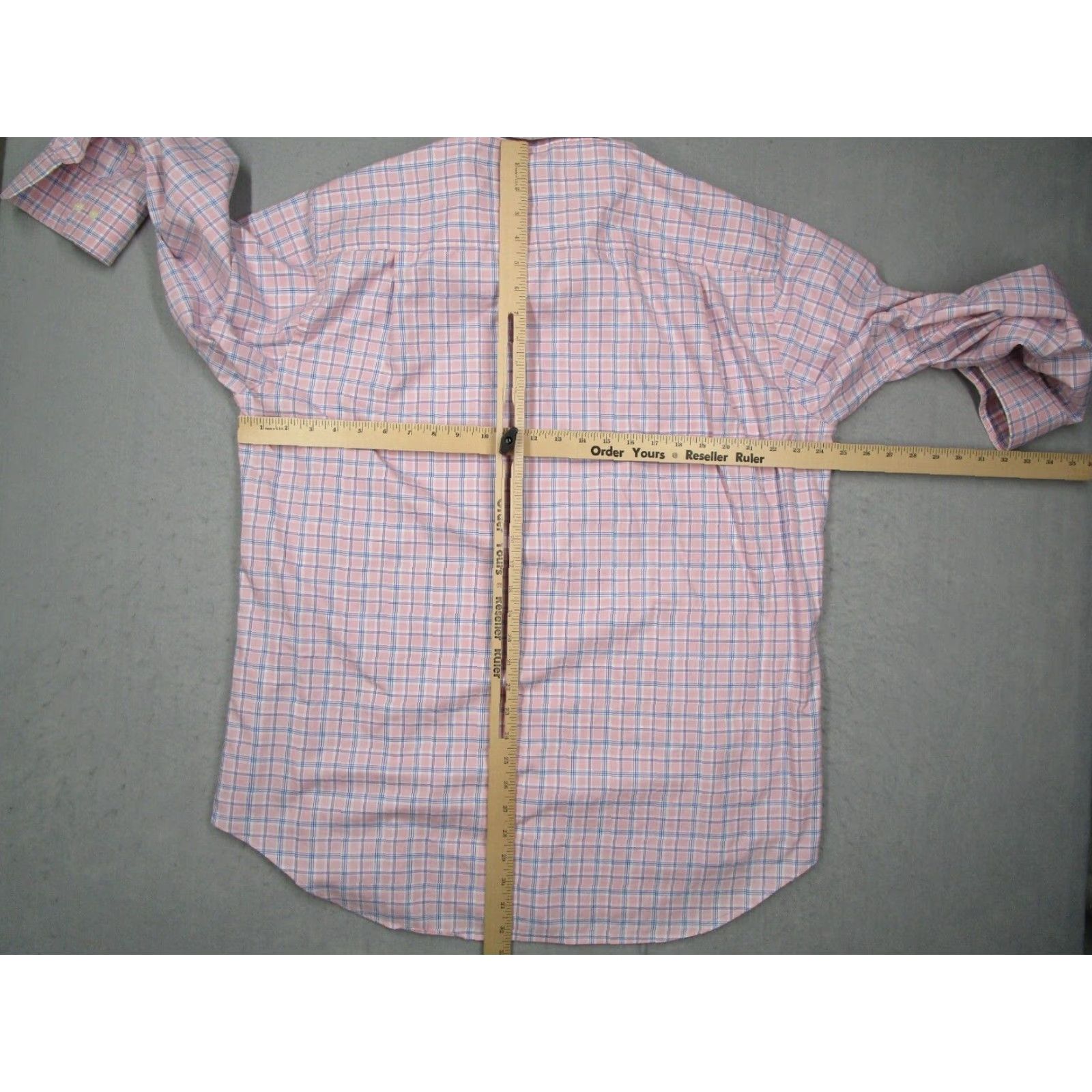 David Donahue VINTAGE David Donahue Dress Shirt Men 17 34 Pink Check Long Sleeve Business Casual Wedding Designer Size 34R - 6 Thumbnail