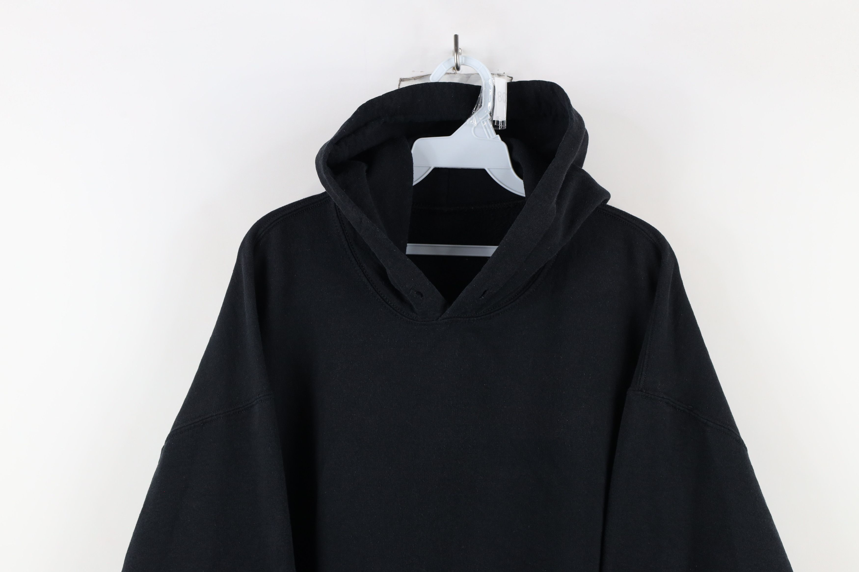 Vintage Vintage 90s Streetwear Blank Hoodie Sweatshirt Black Size US XL / EU 56 / 4 - 2 Thumbnail