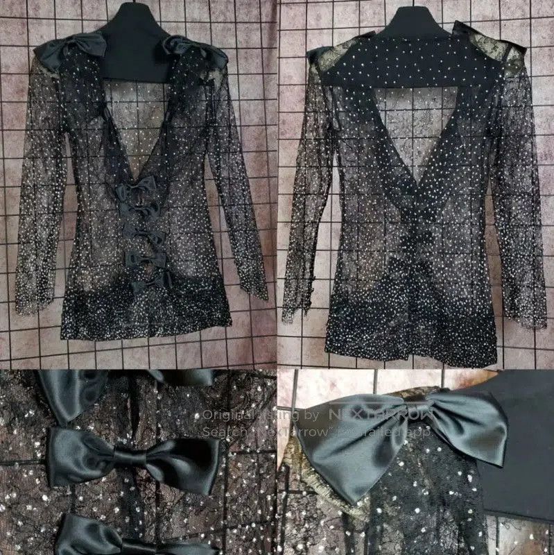 Dior Dior Women's Black Sheer Cardigan with Bows . Size M / US 6-8 / IT 42-44 - 2 Thumbnail