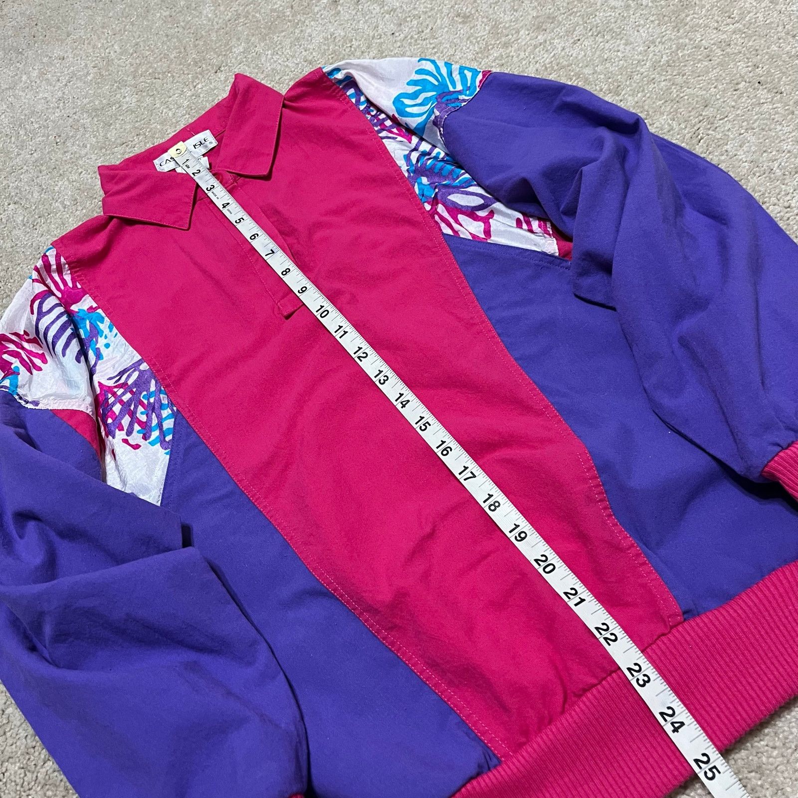 Other Casual Isle Colorblock Polo Sweatshirt Magenta Purple Floral Size M / US 6-8 / IT 42-44 - 4 Thumbnail