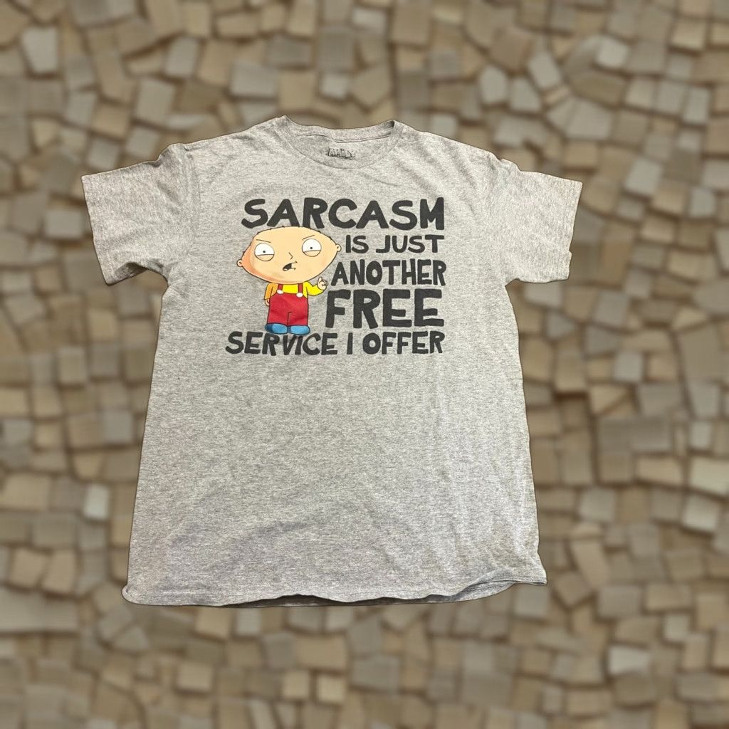 Vintage Family Guy Shirt Mens Size Medium "Sarcasm is just another free service I offer" Shirt Adult Medium Gray Mens Size US M / EU 48-50 / 2 - 1 Thumbnail