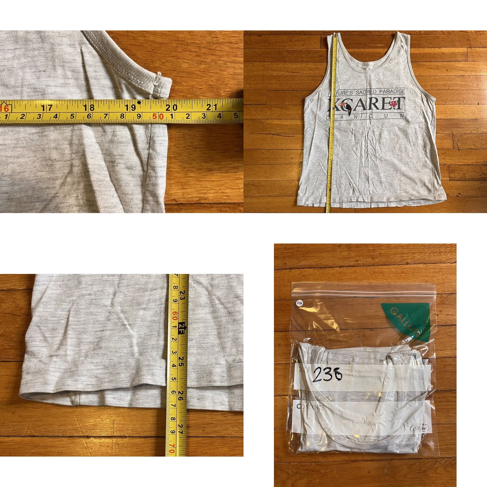 Vintage VINTAGE Xcaret Cancun Tank Top Men’s Large Grey Logo Graphic Print 90s Tank Mens Size US L / EU 52-54 / 3 - 8 Thumbnail