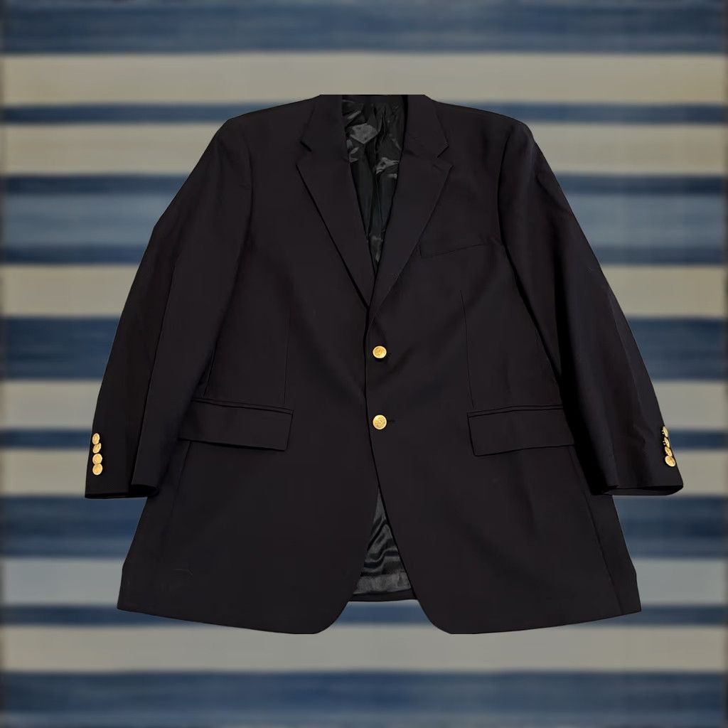 Ralph Lauren Chaps Ralph Lauren Equestrian Blazer Sport Coat Jacket Navy Gold Buttons Mens 46 Size 46R - 1 Thumbnail