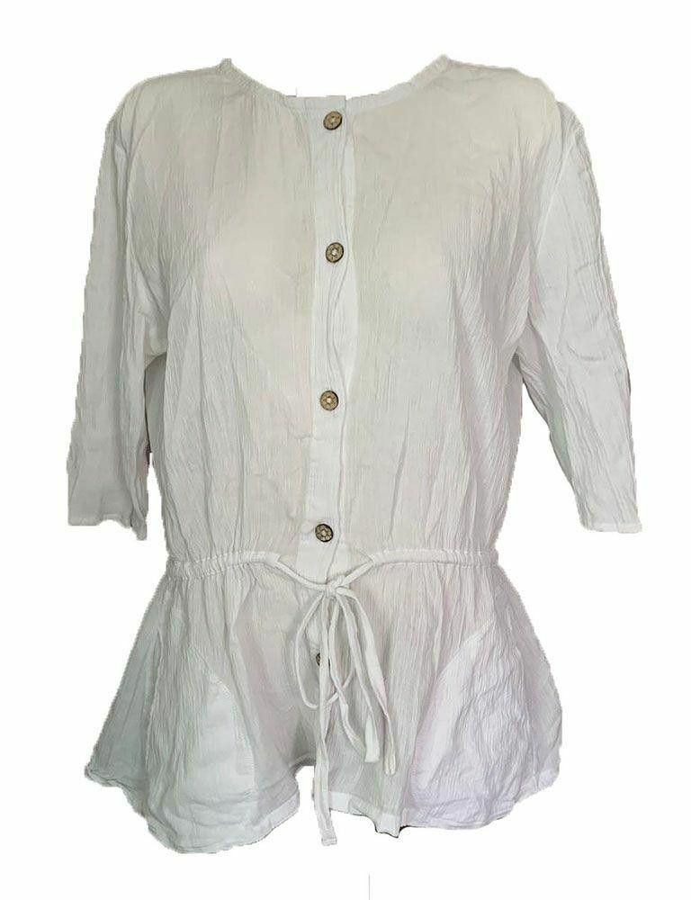 Designer Pre Owned White Hand Made Blouse L Size L / US 10 / IT 46 - 1 Thumbnail