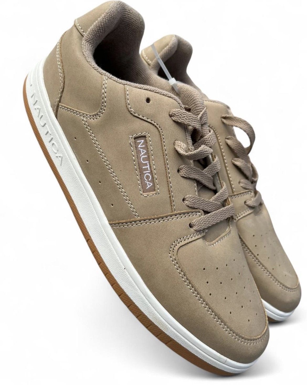 Nautica Y2K Deadstock Nautica Beige Tan Low-Top Sneakers Gum Sole Size US 7 / EU 40 - 1 Thumbnail