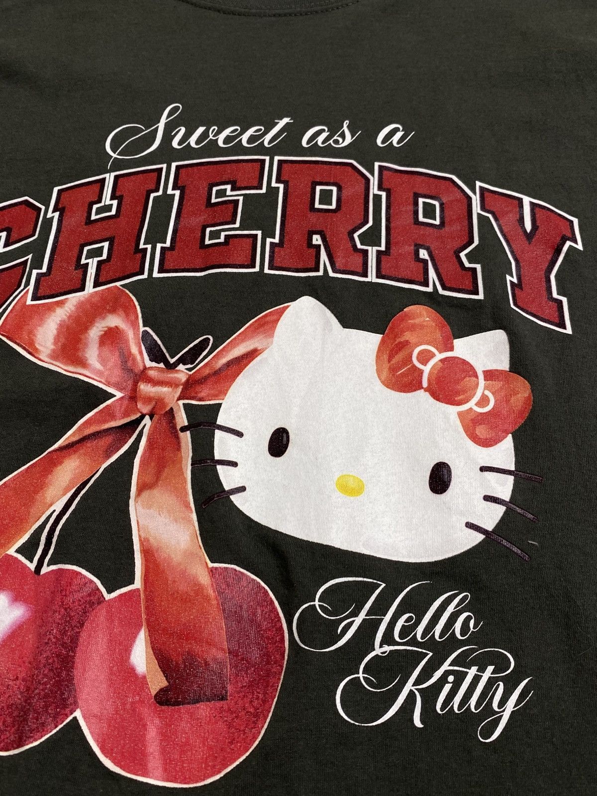 Japanese Brand Sanrio Hello Kitty "Sweet As A Cherry" Graphic Tee Gray XL Size US S / EU 44-46 / 1 - 2 Thumbnail