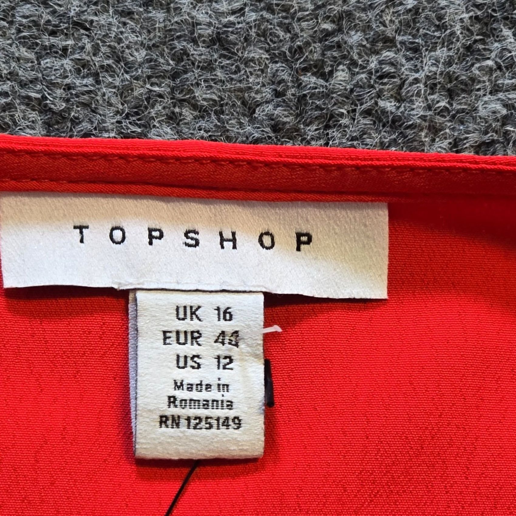 Topshop TopShop Top Womens Size 12 Red Wrap Front V Neck Long Sleeve Blouse Casual Career Shirt Woman Regular Fit Size XL / US 12-14 / IT 48-50 - 3 Thumbnail