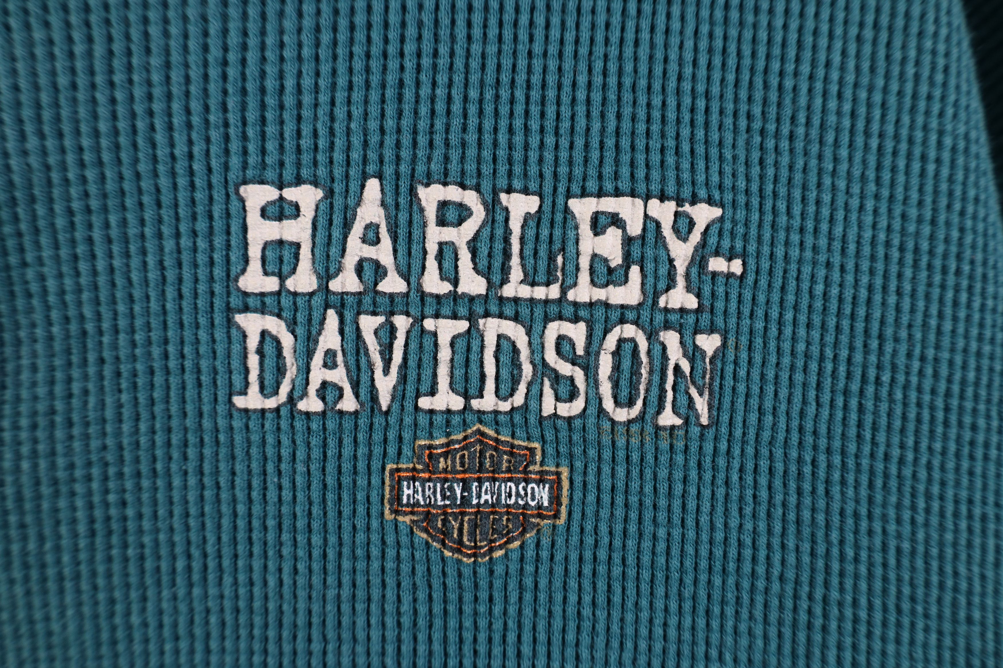 Harley Davidson Vintage 90s Harley Davidson Waffle Knit Henley T-Shirt USA Size US XXL / EU 58 / 5 - 4 Thumbnail