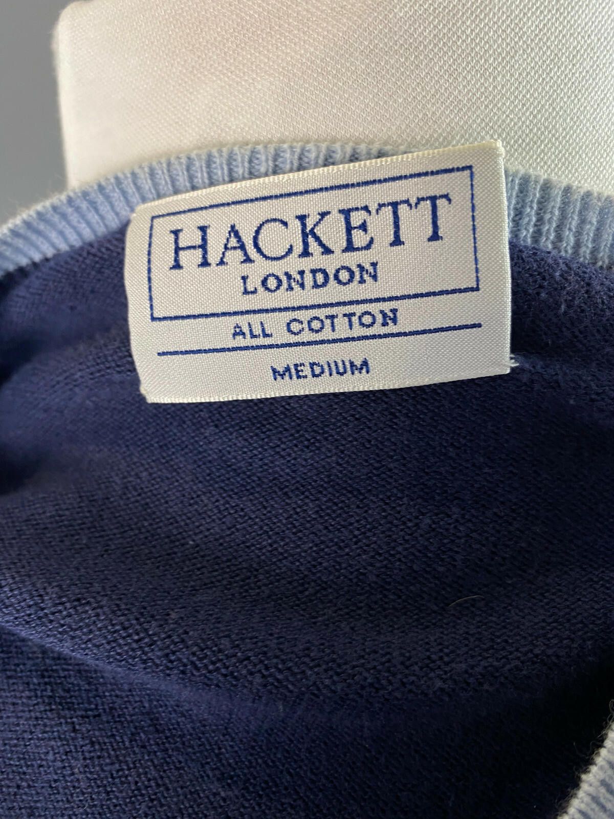 Designer Men Hackett London Blue Cotton Long Sleeve Sweater Size M Size US M / EU 48-50 / 2 - 8 Thumbnail