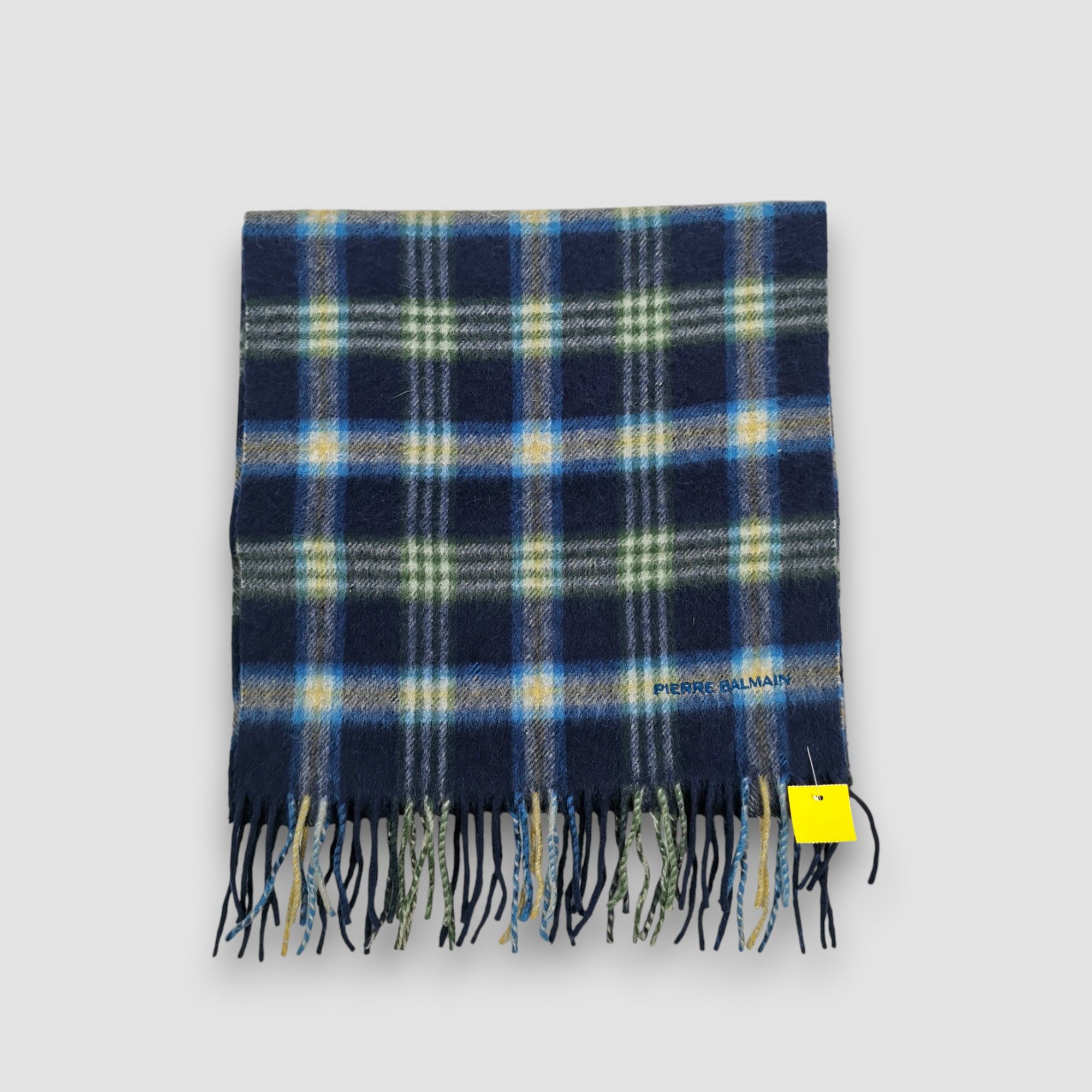 Japanese Brand Vintage Pierre Balmain Scarf Plaid Muffler Wool Scarves Size ONE SIZE - 2 Thumbnail