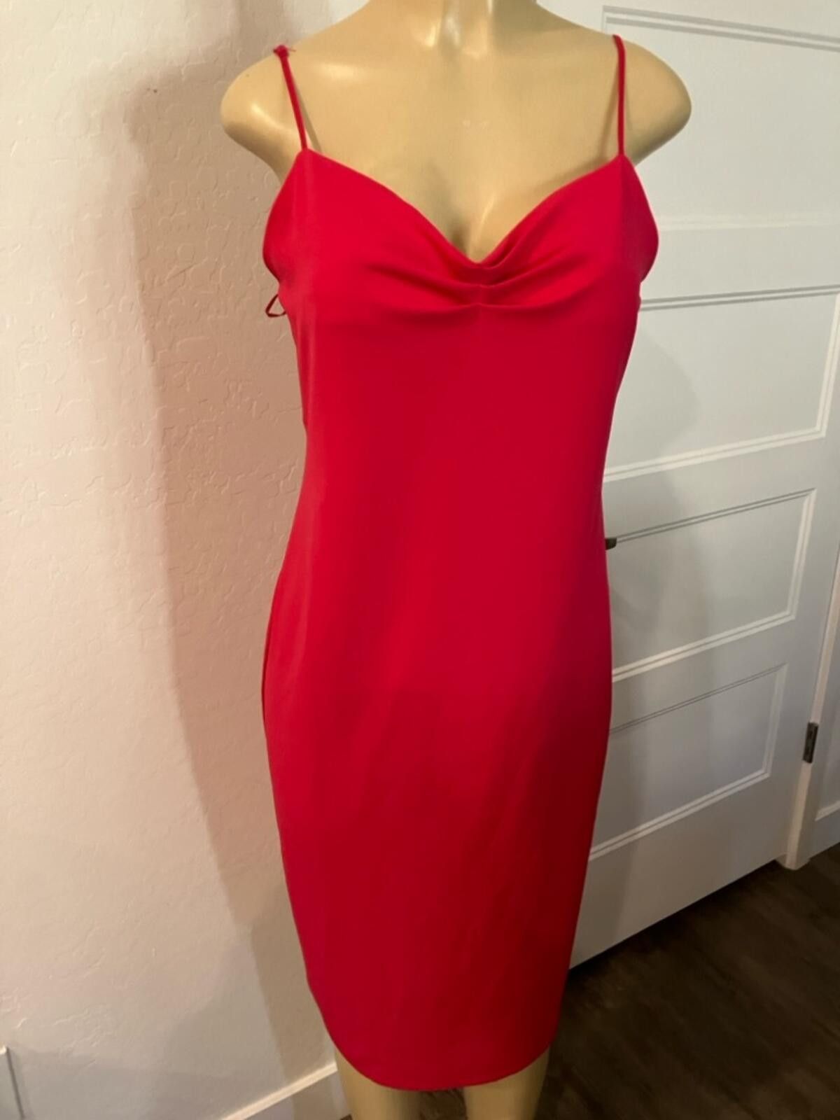 Zara Zara Hot Pinkish Red Mini Slip Dress with Cowl Neckline Size M / US 6-8 / IT 42-44 - 7 Thumbnail