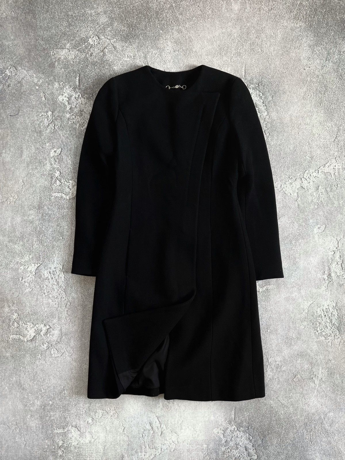 Gucci Black Wool Coat Sz 38 Zip Long Jacket Classic Elegant