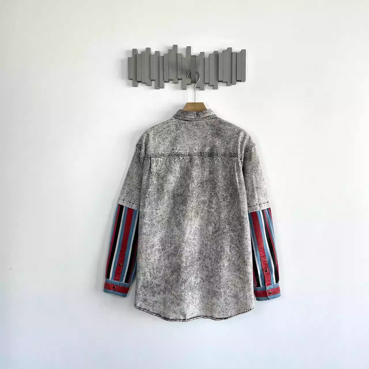 Balenciaga Balenciaga Denim Patchwork Striped Jacket Size US L / EU 52-54 / 3 - 2 Thumbnail