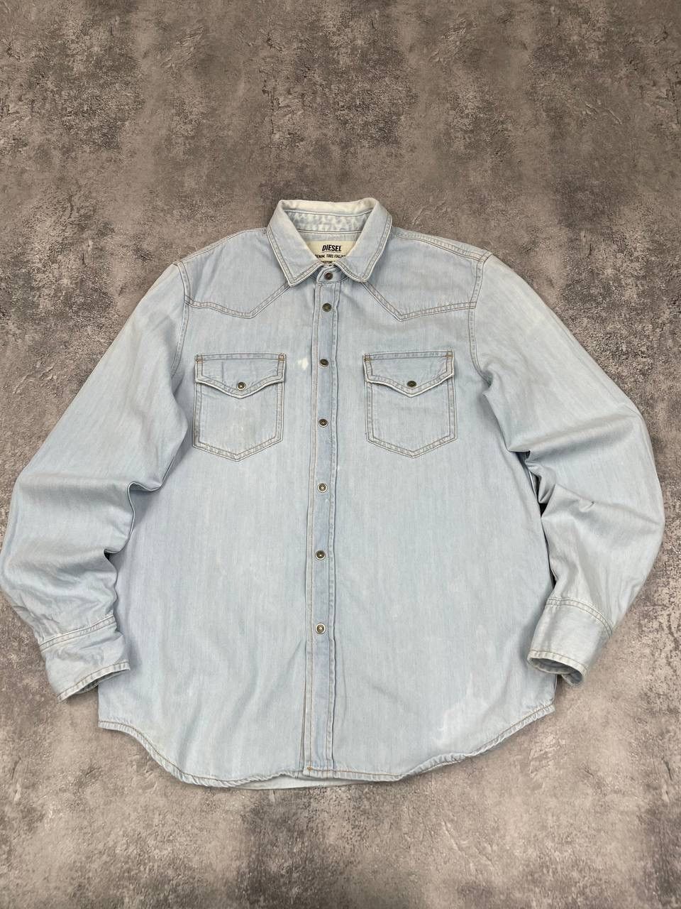 Diesel Diesel Men Denim Shirt Light Blue Snap Button Western Style Size US M / EU 48-50 / 2 - 1 Thumbnail