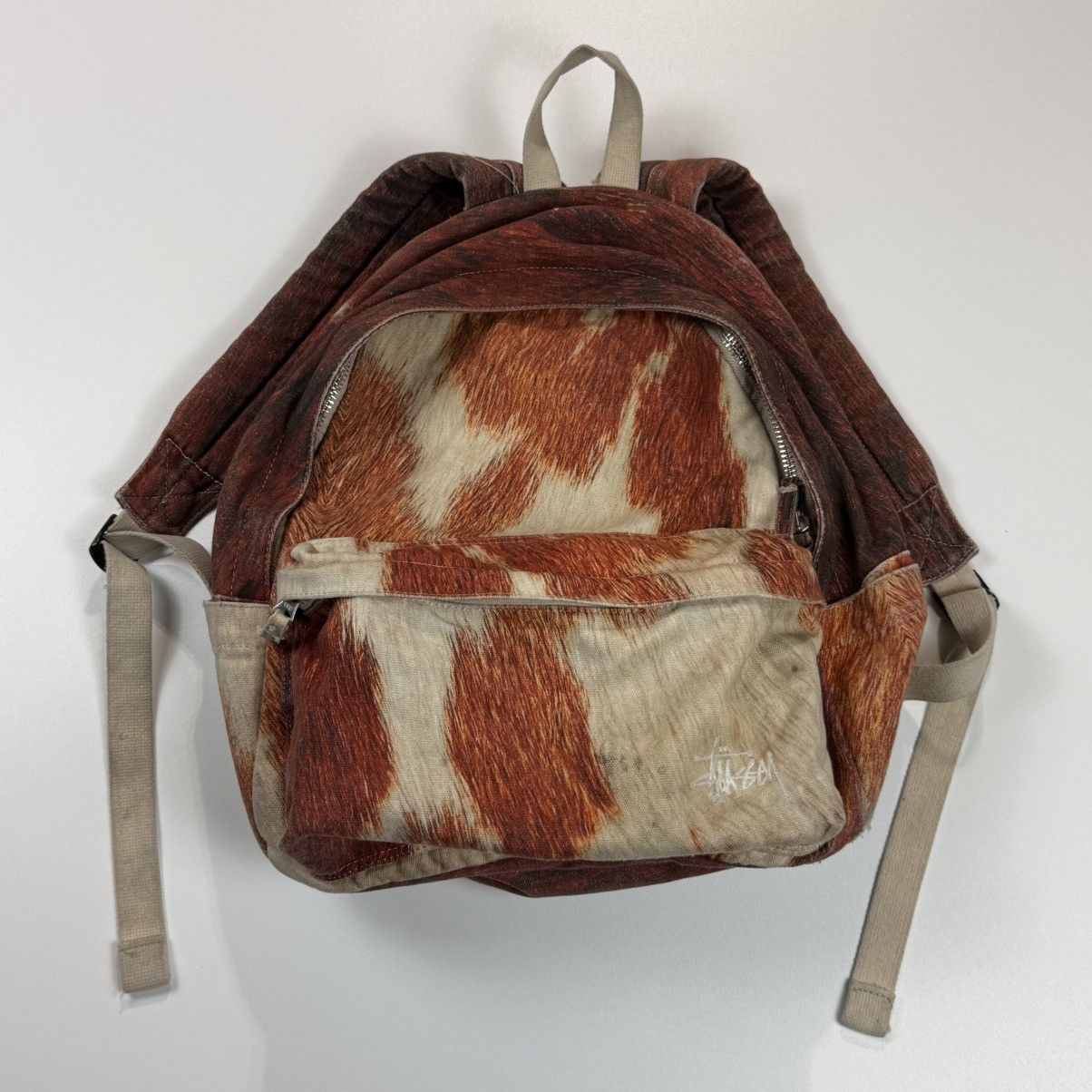 Stussy NEW 2023 summer Stussy canvas backpack washed black bag