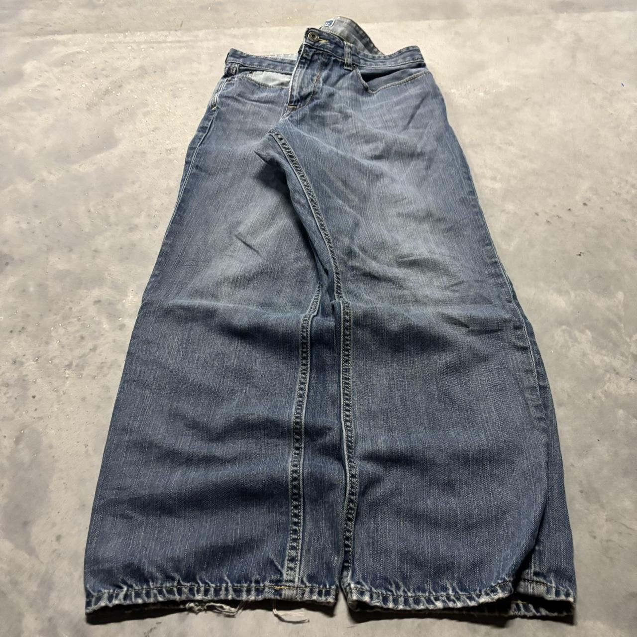 Japanese Brand × Vintage Crazy Vintage Y2K/2000s Grunge Dark Wash Skater Denim Jeans! Size US 35 - 3 Thumbnail