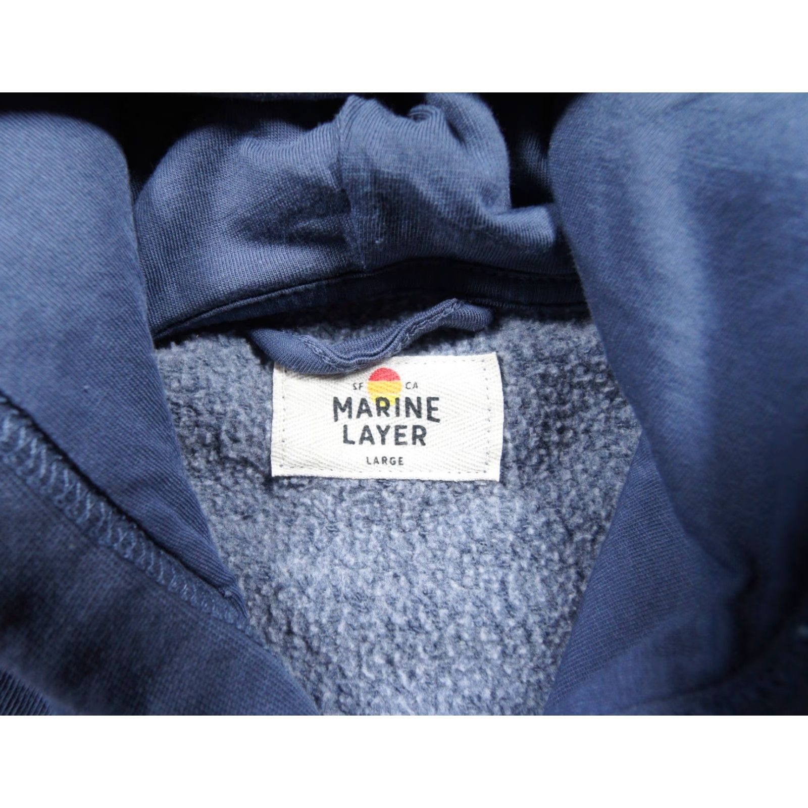 Marine Layer Marine Layer Hoodie Mens Large Blue Pullover Fleece Sweatshirt Cotton Polyester Regular Logo Outdoors All Seasons Adult Size US L / EU 52-54 / 3 - 7 Thumbnail