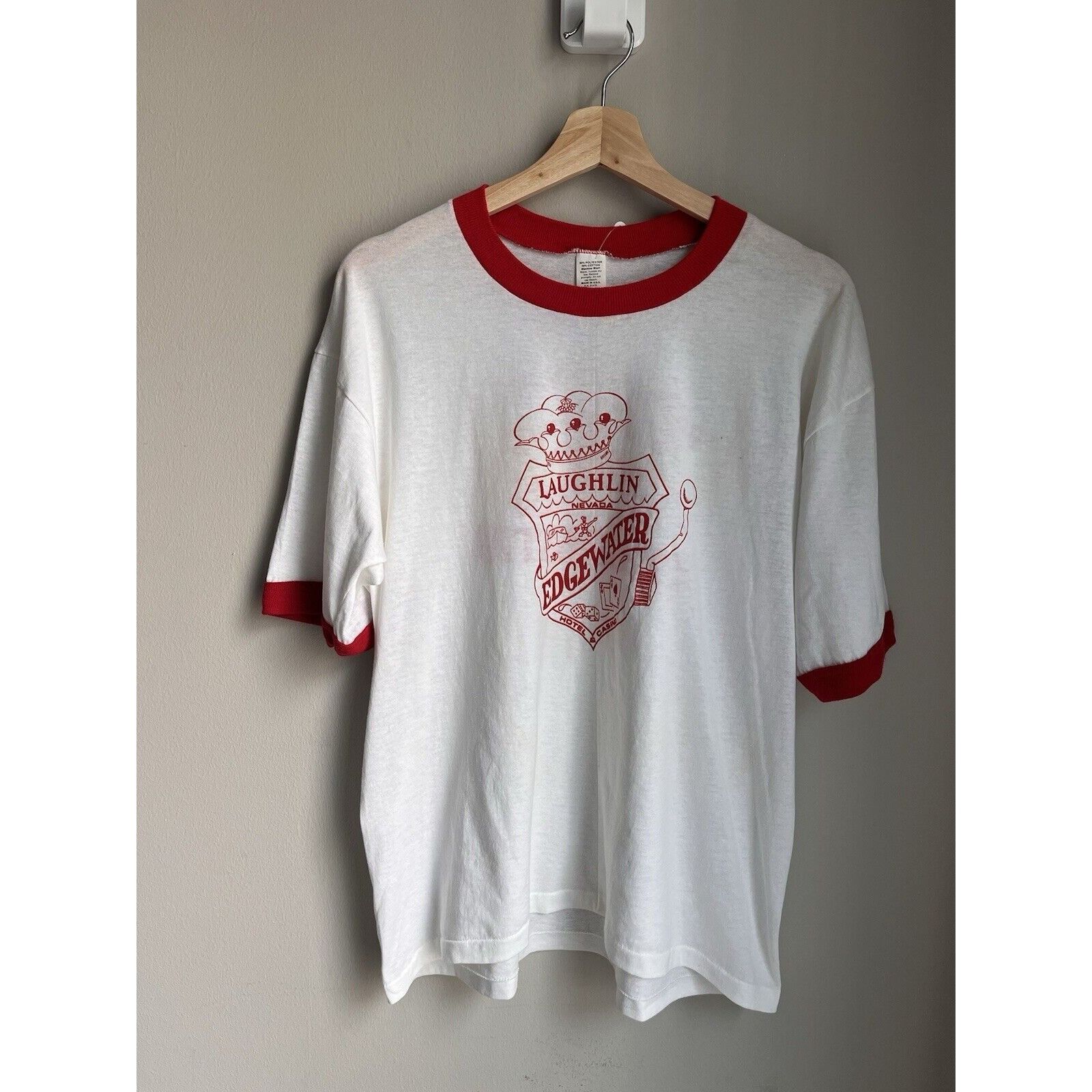 Vintage TRUE VINTAGE EDGEWATER CASINO SINGLE STITCH GRAPHIC TEE 80S Size US XL / EU 56 / 4 - 1 Thumbnail