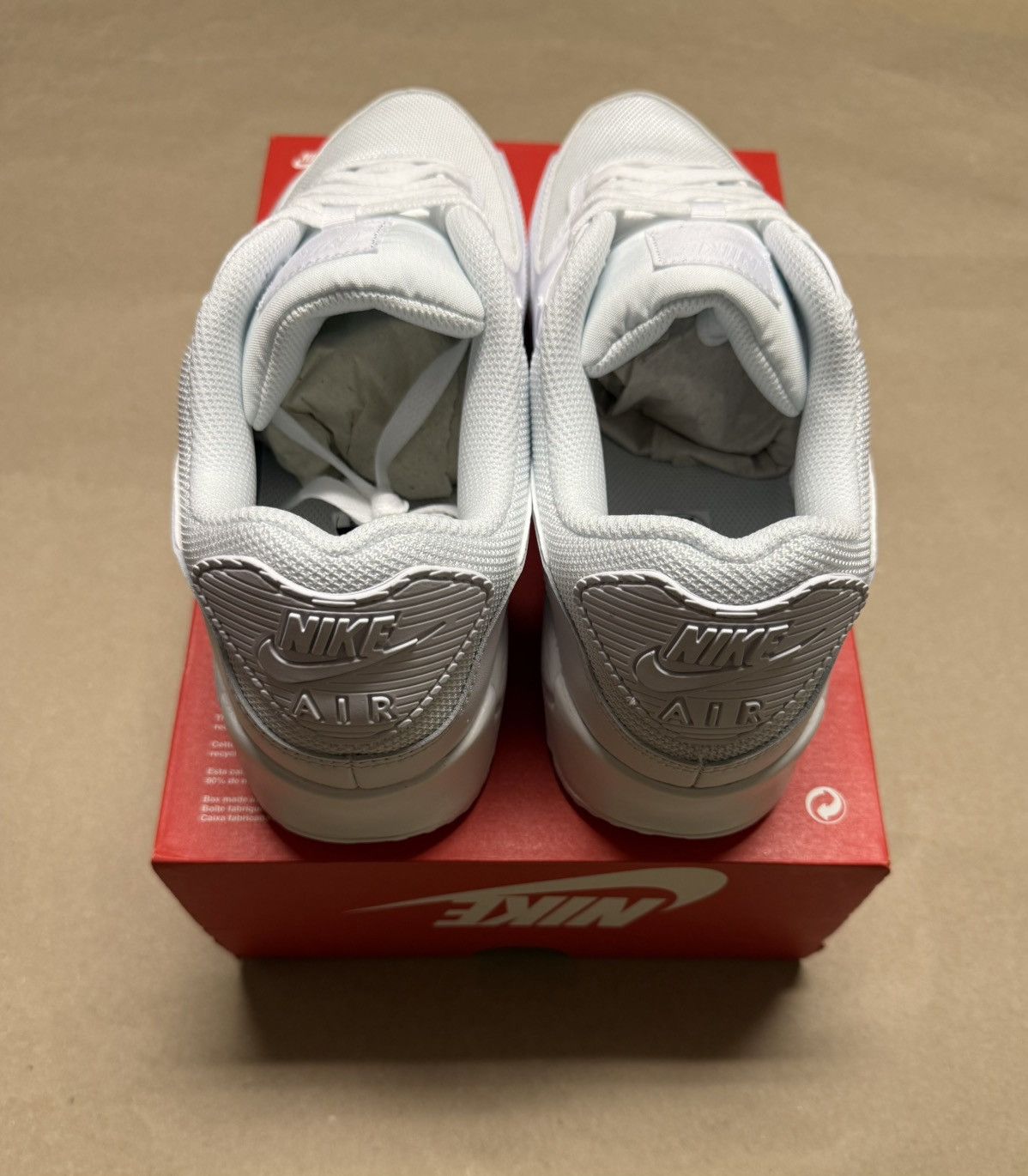 Nike Nike Air Max 90 Triple White Mens size 11 Running Shoes NEW! Size US 11 / EU 44 - 4 Thumbnail